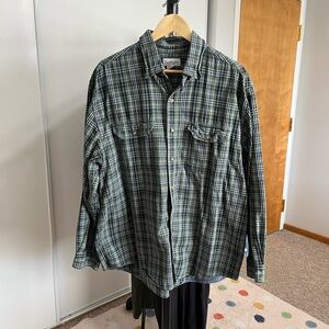 Vintage 90s Carhartt Gree Plaid Cotton Shirt xl